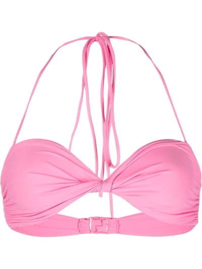 Magda Butrym Twist-detail Halterneck Bikini Top In Powder Pink