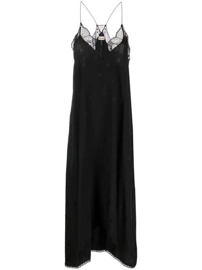 Zadig & Voltaire Lace-detail Sleeveless Midi Dress In Schwarz