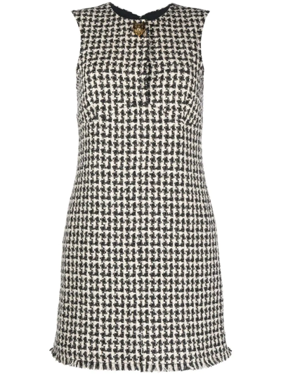 Lanvin Houndstooth-pattern Wool Shift Dress In Nude