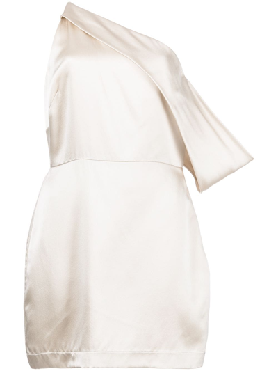 Michelle Mason Draped-shoulder Mini Dress In Gold