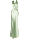 MICHELLE MASON DRAPED HALTERNECK GOWN