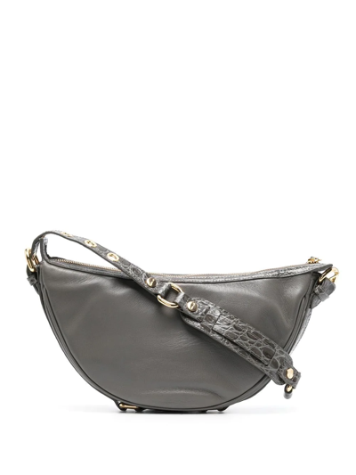 By Far Zip-up Curved Shoulder Bag In Grey