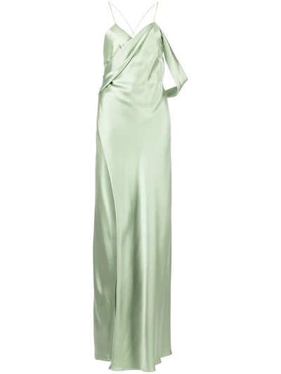 Michelle Mason Cowl-neck Sleeveless Gown In Grün