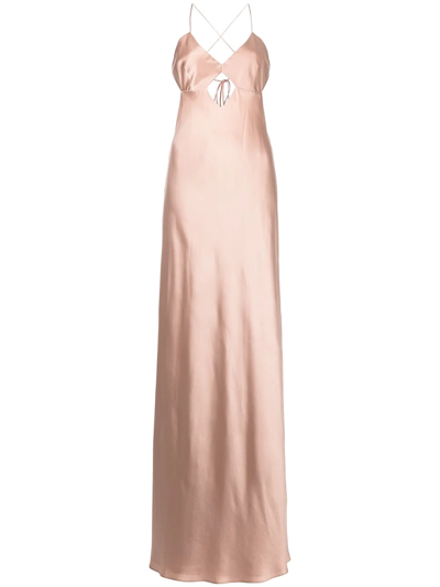 Michelle Mason Cut-out Detail Silk Gown In Rosa