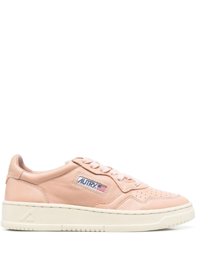 Autry Pink Medalist Logo Patch Low Top Sneakers