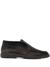Santoni Slip-on Suede Boots In Charcoal