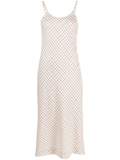 Maison Margiela Check Shift Dress In White