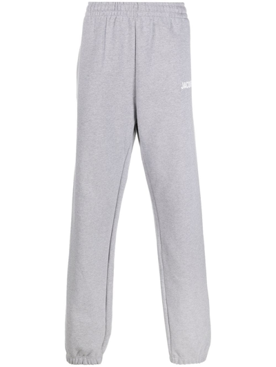 Jacquemus Logo-print Organic Cotton Track Pants In Grey