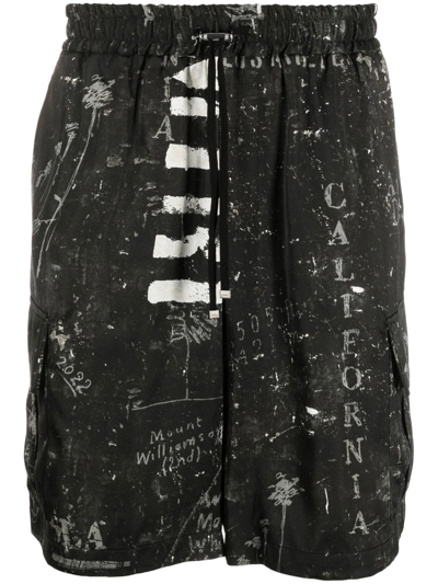 Amiri Abstract-prints Bermuda Shorts In Black