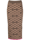 Off-white Intarsia-knit Arrows-logo Pencil Skirt In Brown