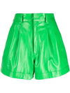 Manokhi High-waisted Leather Shorts In Grün