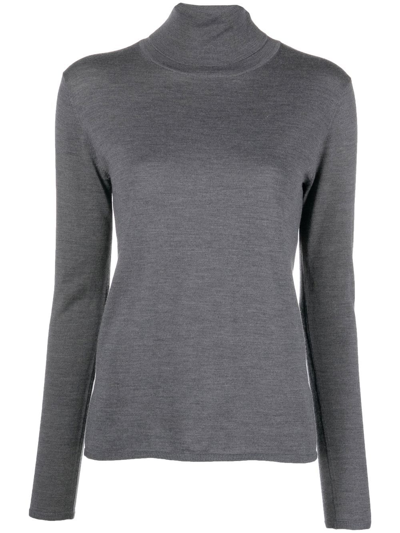 Aspesi Fine Knit Wool Turtleneck Sweater In Grey Smoke