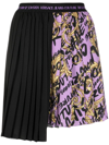 Versace Jeans Couture Logo Brush Couture Print Miniskirt In Purple