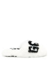 Gcds Logo-print Faux-fur Slippers In White