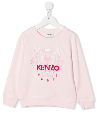 Kenzo Kids' Pink Sweatshirt For Girl With Tiger