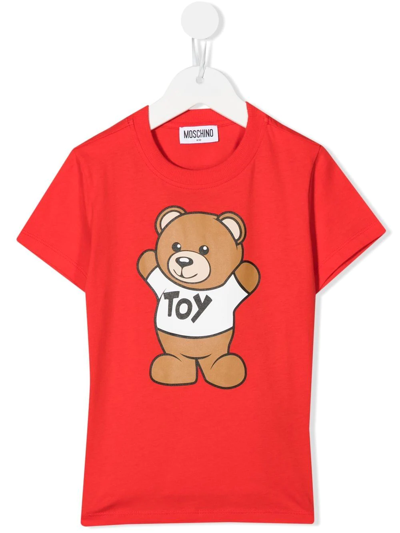 Moschino Teddy Bear Cotton T-shirt In Red