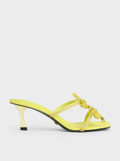 Charles & Keith Gem-embellished Bow-tie Mules In Yellow