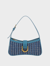 Charles & Keith Gabine Tweed Curved Shoulder Bag In Navy