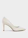 Charles & Keith Pointed Toe Stiletto Pumps In Chalk