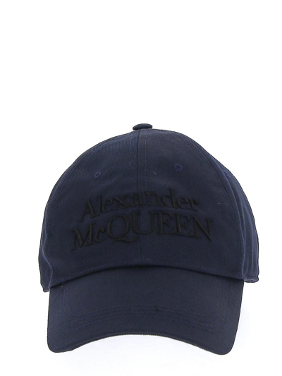 Alexander Mcqueen Blue Baseball Hat In Navy Black