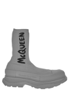Alexander Mcqueen Gray Graffiti Tread Slick High-top Sneakers In Grey