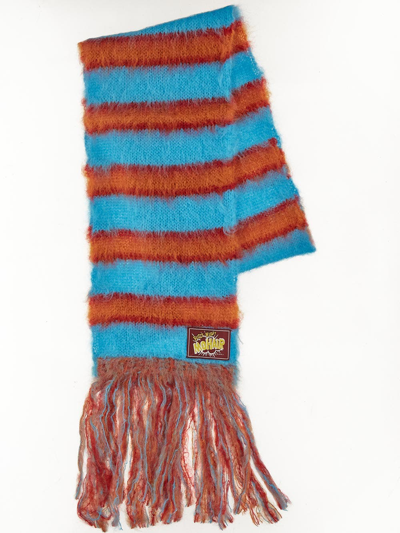 Marni Blue Brushed Mohair Scarf In Multicolor