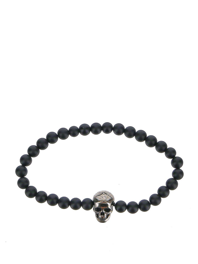 Alexander Mcqueen Black Skull Beaded Bracelet