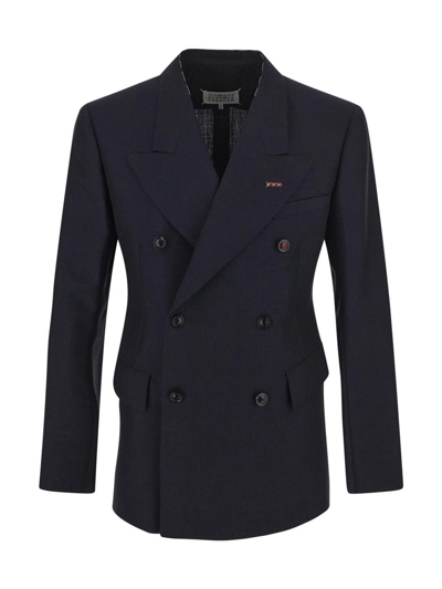 Maison Margiela Double-breasted Blazer In Blue