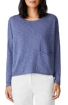 Eileen Fisher Organic Cotton & Linen Slub Pocket Knit Top In Periwinkle