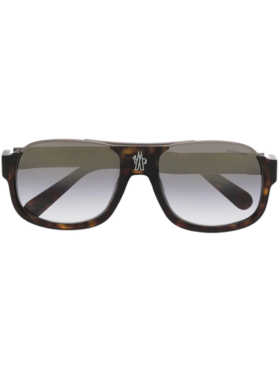 Moncler Square Tinted Sunglasses In Brown