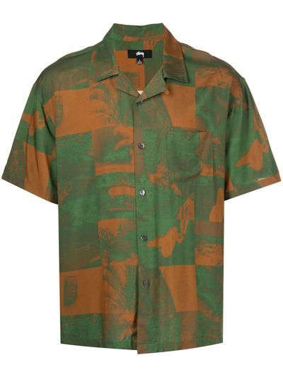Stussy Photo Film Graphic-print Boxy-fit Woven Shirt In Green