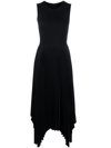 Shop Joseph Pleated-panel Midi Dress In Schwarz