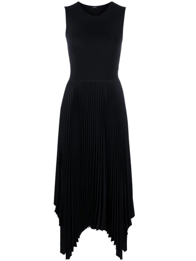 Joseph Dera Pleated Stretch-woven Midi Dress In Black