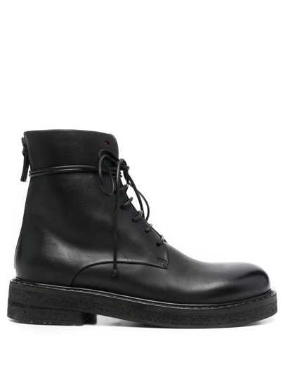 Marsèll Lace-up Leather Ankle Boots In Schwarz
