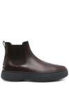Tod's Leather Chelsea Boots In Braun