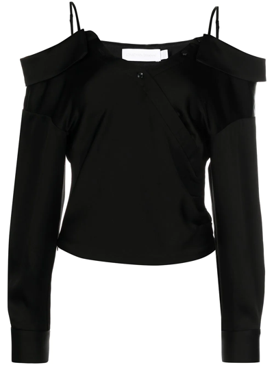 Simkhai Haley Off-the-shoulder Woven Top In Black