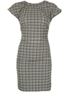 Ganni Plaid Open Back Stretch Seersucker Minidress In Minicheckblack
