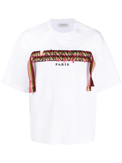 Lanvin Embroidered-logo Strap Detail T-shirt In Sage