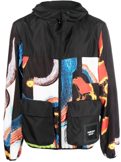 Ambush Abstract-pattern Paneled Technical Jacket In Schwarz