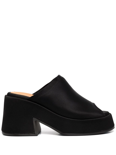 Ganni Retro Recycled Platform Mules In Black