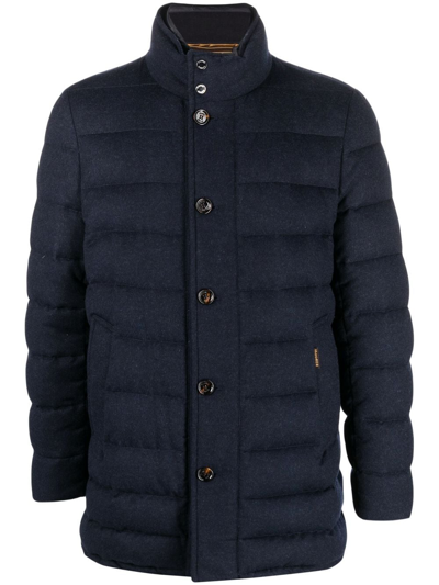 Moorer Padded High-neck Coat In Blue