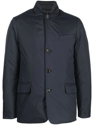 Moorer Single-breasted Padded Jacket In Oil Blue