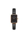 Daniel Wellington Women's Quadro Sheffield Black Leather Watch 20 X 26mm In Schwarz