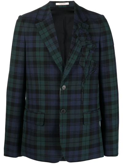 Valentino Checked Single-breasted Blazer In Black
