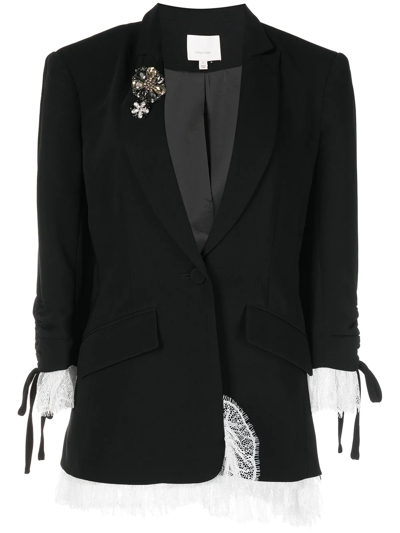 Cinq À Sept Roxie Lace-trim Blazer In Black