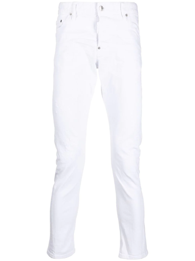 Dsquared2 Distressed-finish Skinny Jeans In White