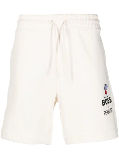 Hugo Boss X Peanuts Logo-print Track Shorts In Open White