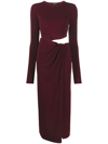 The Andamane Gia Cutout Stretch Jersey Midi Dress In Bordeaux