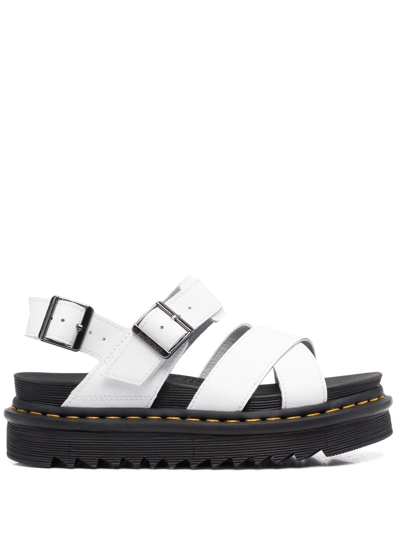 Dr. Martens' Dr. Martens Womens White Voss Ii Cross-straps Leather Sandals In Weiss