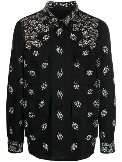 Amiri Black Paisley Bandana Print Canvas Shirt